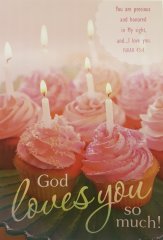 Birthday - God celebrates - dubbla vykort